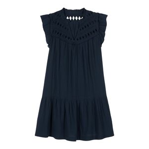 ba&sh Bluma Mini Dress Navy Marine   Flared Cut-Out V-Neck  Size Small (1) NWT
